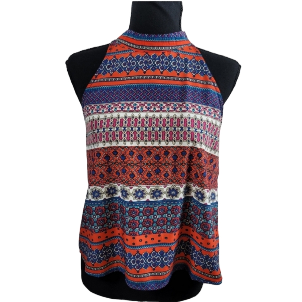 Anthropologie Paper Crane Raceback Halter Sleeveless Trapeze Top Blouse Small